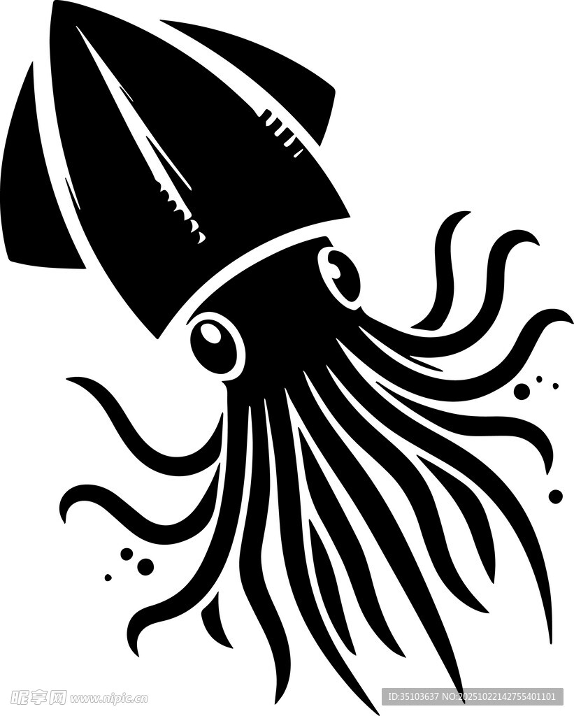 卡通鱿鱼形象插画