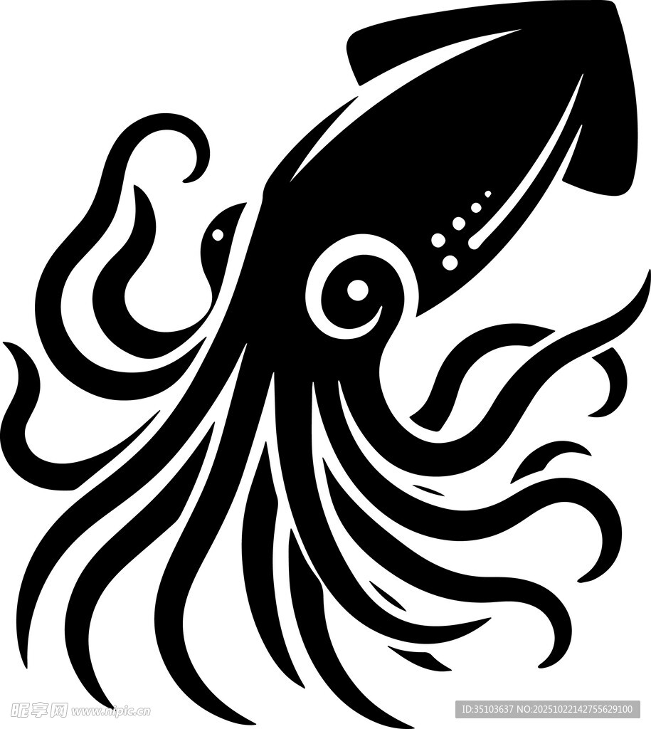 黑色章鱼图案设计元素