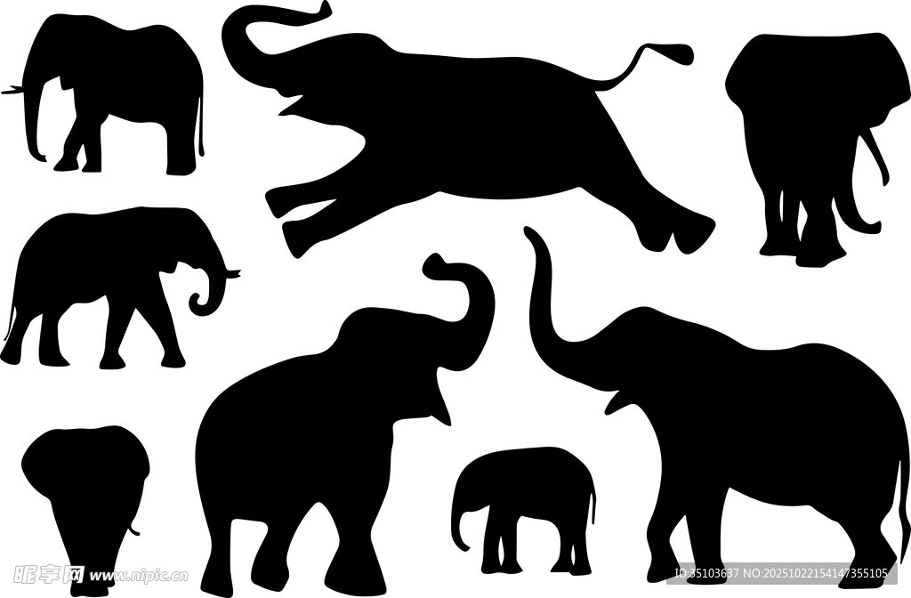 大象剪影集合