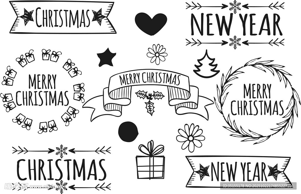 圣诞新年装饰元素集合