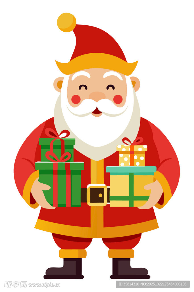 圣诞老人手持礼物欢乐形象