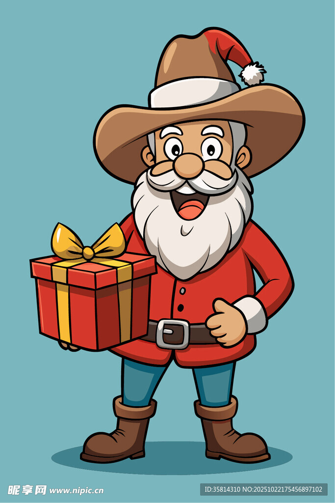 西部风圣诞老人送礼物