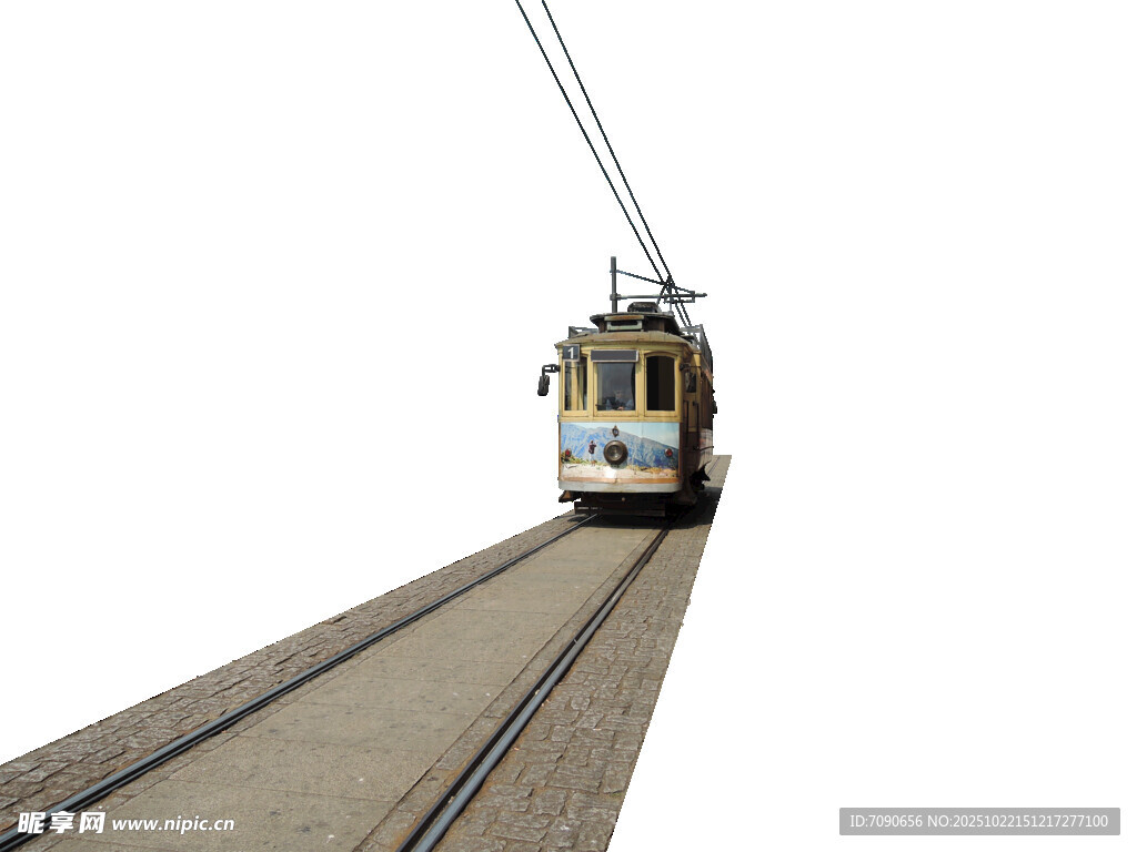 行驶在轨道上的复古缆车