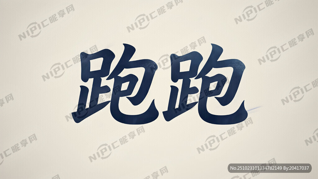 把“跑跑”二字设计成带风影的效