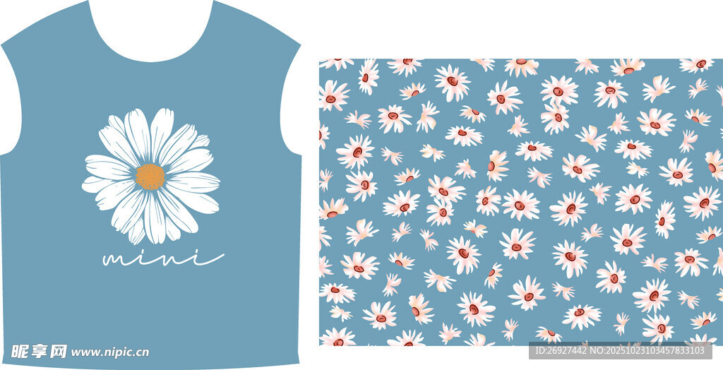 小雏菊图案背心及布料
