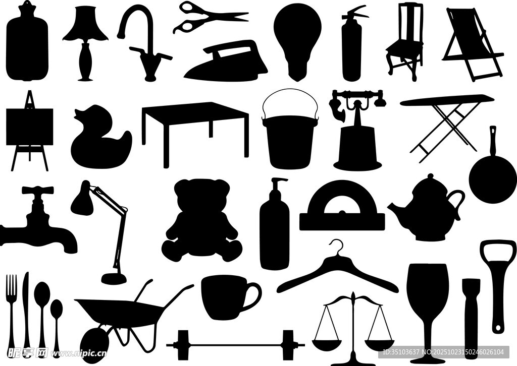 户外露营装备剪影集合