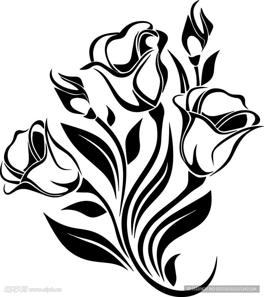 黑白花卉图案设计