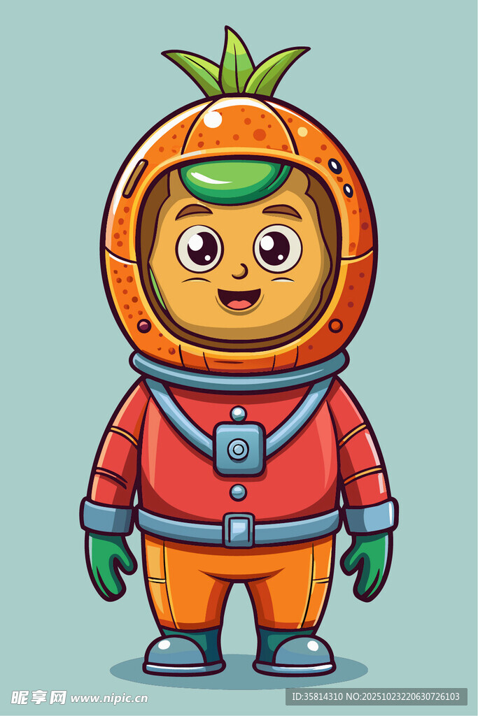 卡通橙子宇航员形象