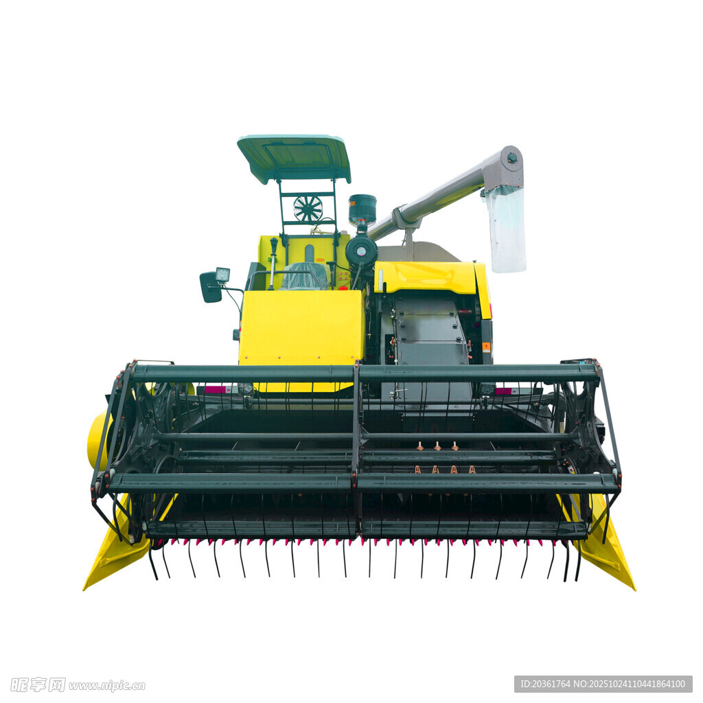 黄色农业收割机特写