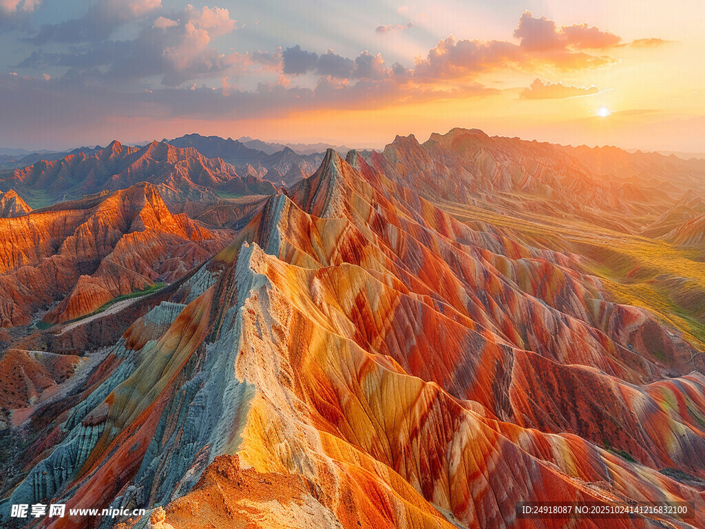 丹霞地貌 日落景观 自然风景