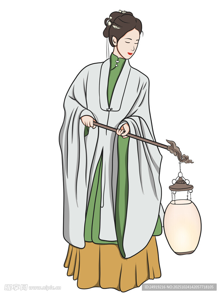 古风线稿仕女图