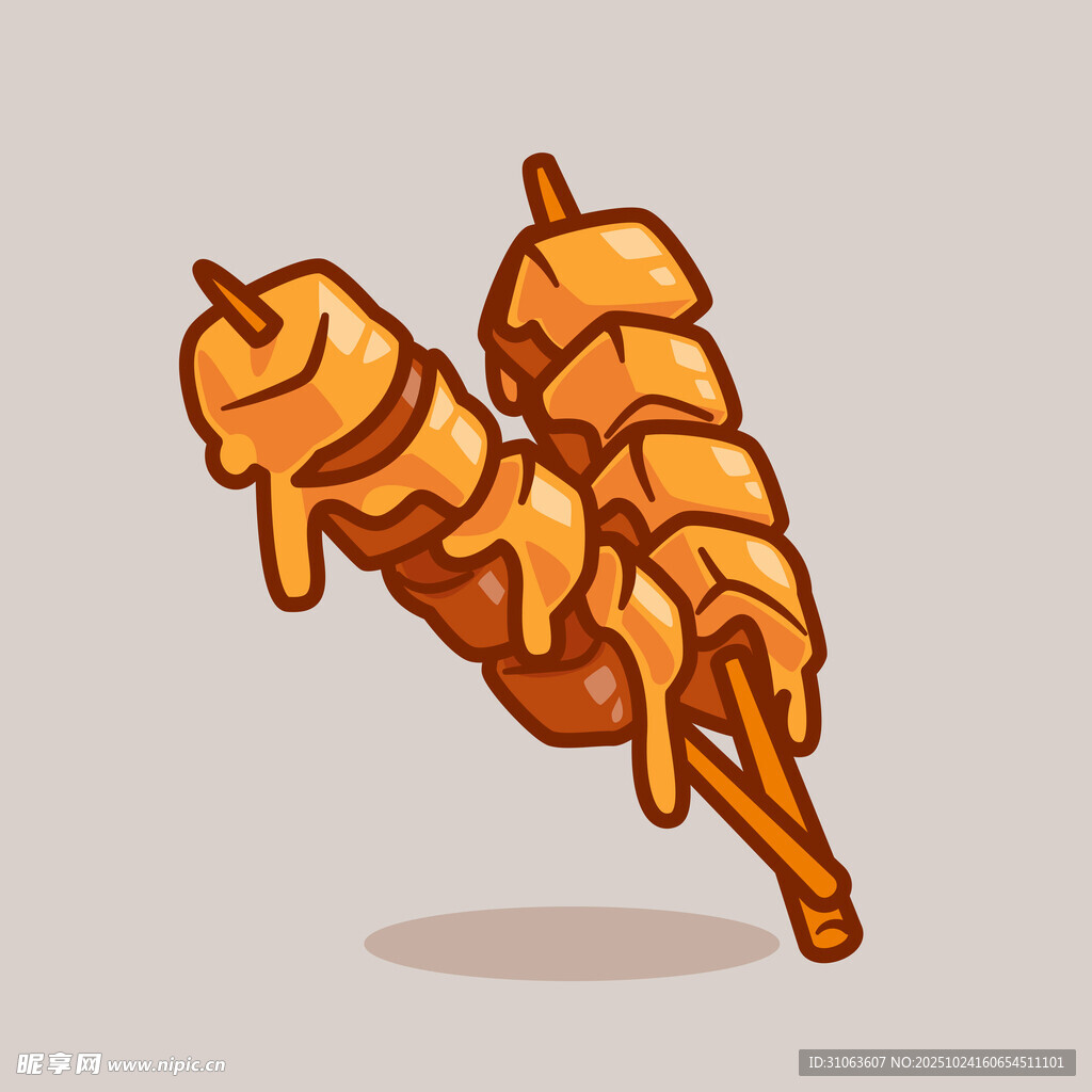 卡通风格美味烤肉串