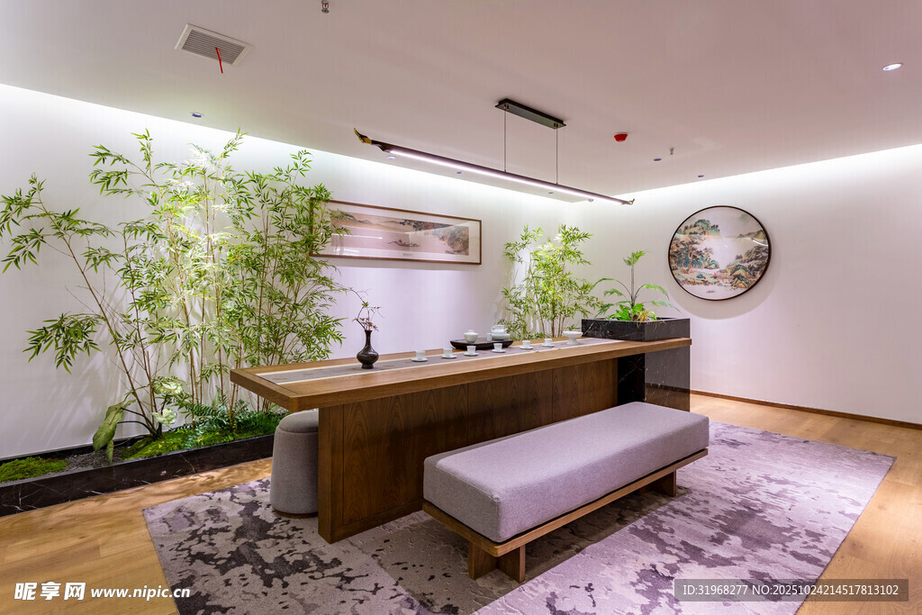 现代简约风绿植装饰前台