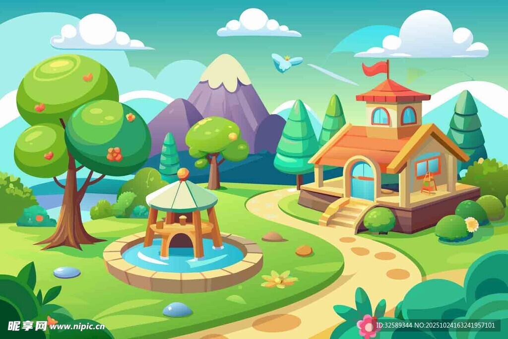 童话风乡村小屋景观