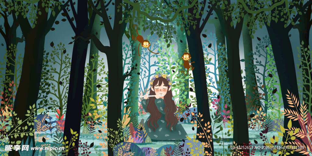 梦幻森林中的奇幻女孩