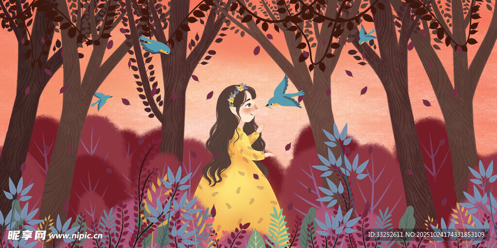 森林中的梦幻女子