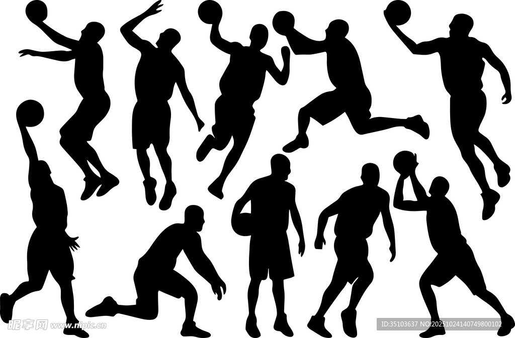 篮球运动员精彩瞬间剪影