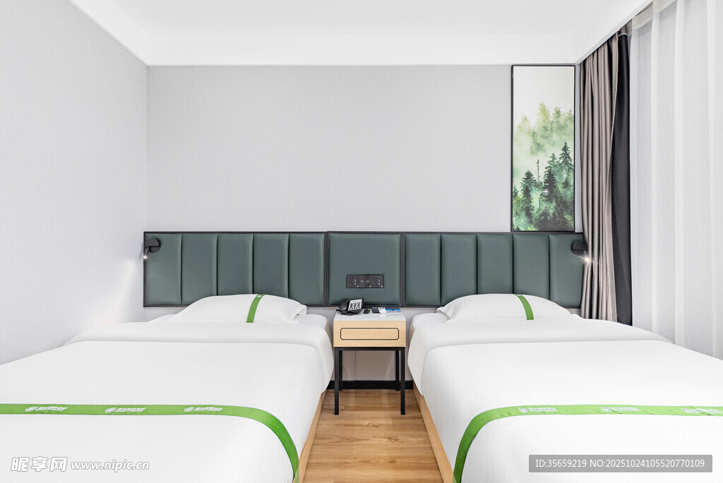 简约双床卧室清新设计