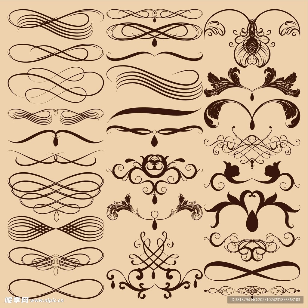 复古装饰花纹设计元素集