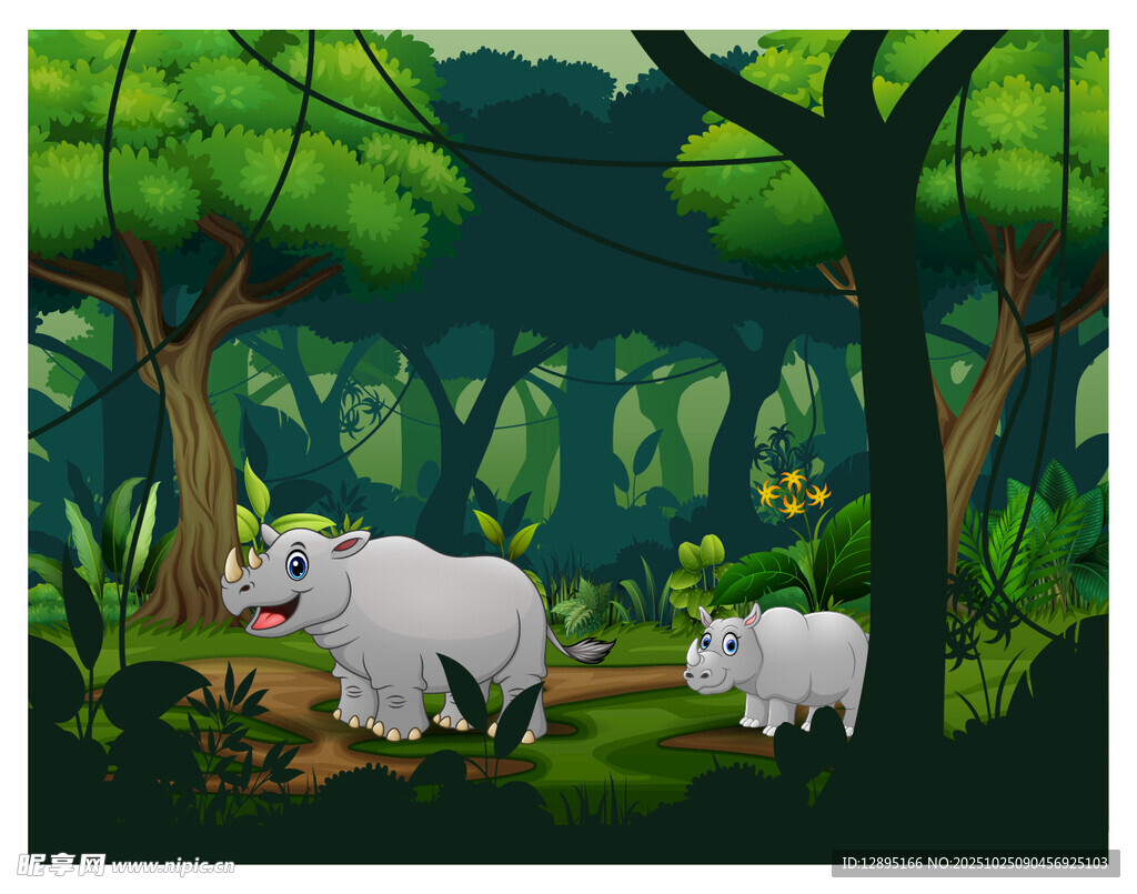 森林中的羊与蘑菇场景