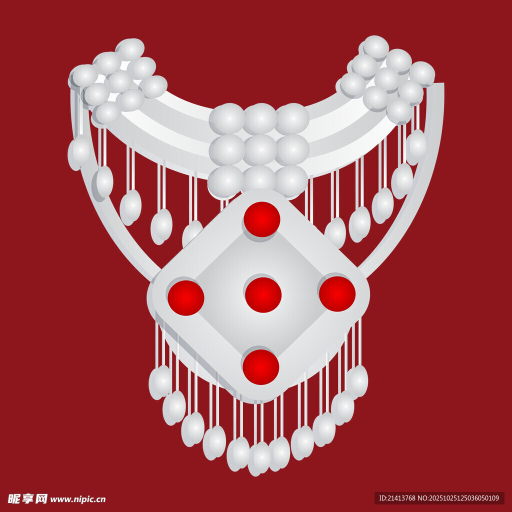 白色珍珠红珠流苏项链