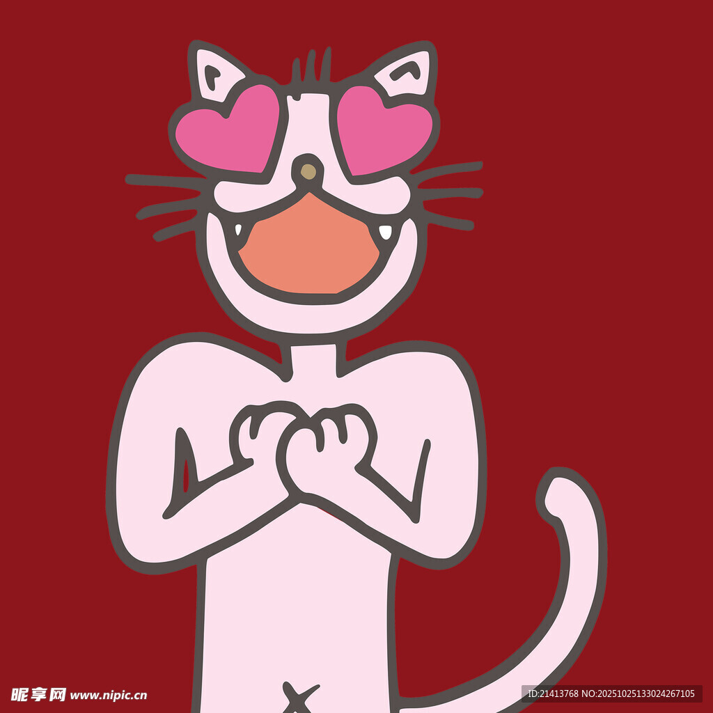 爱心眼猫咪双手合十