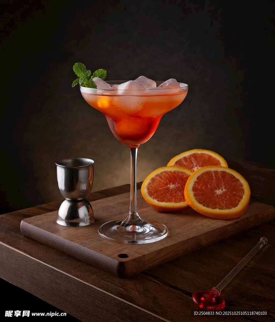 美味西柚鸡尾酒配切片