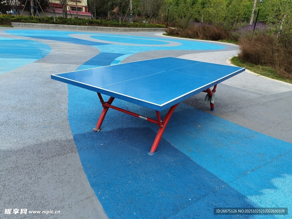 户外蓝色乒乓球桌
