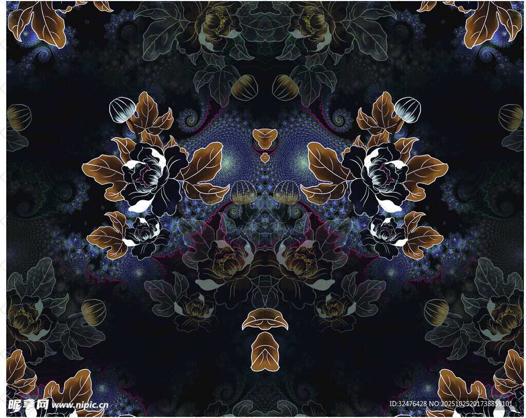 抽象对称花纹图案