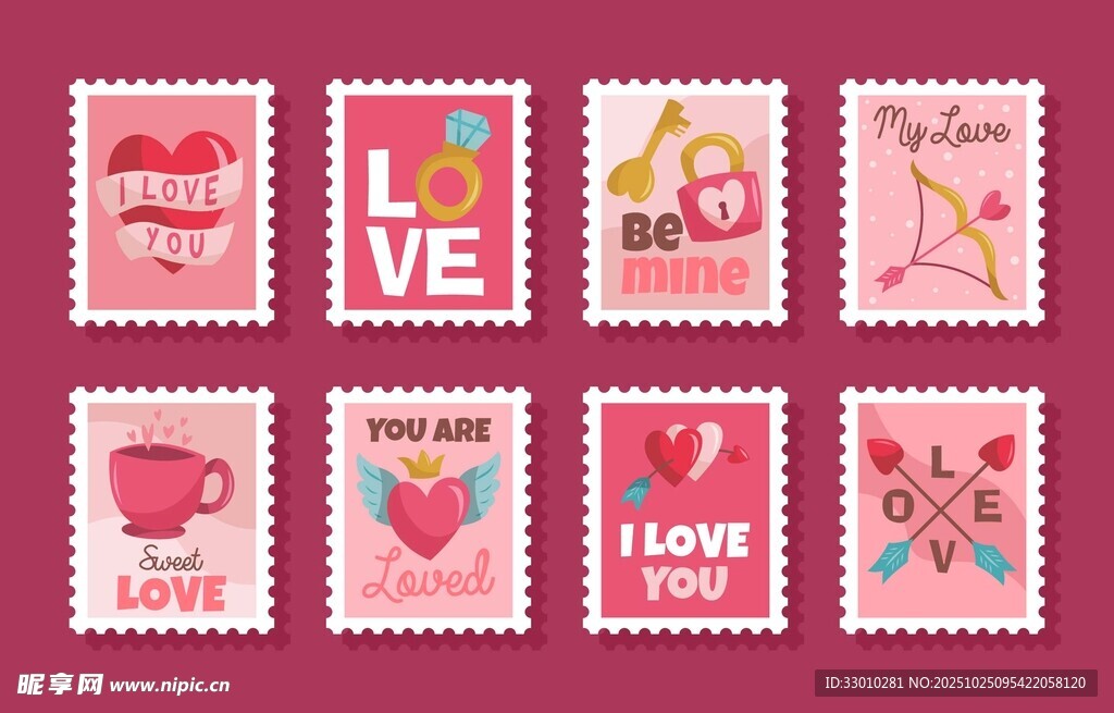 浪漫爱情主题邮票展示