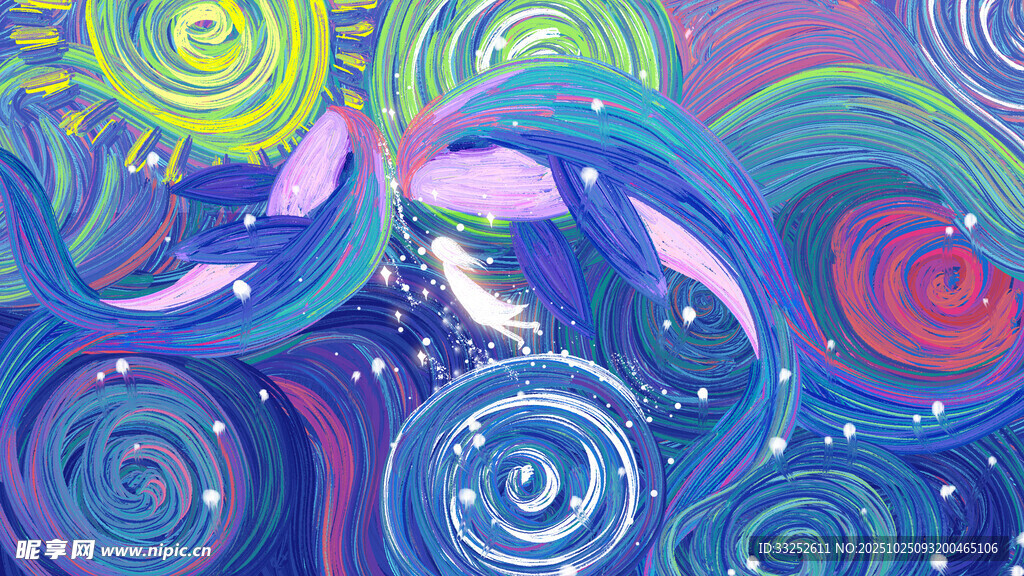 梦幻多彩螺旋抽象图案