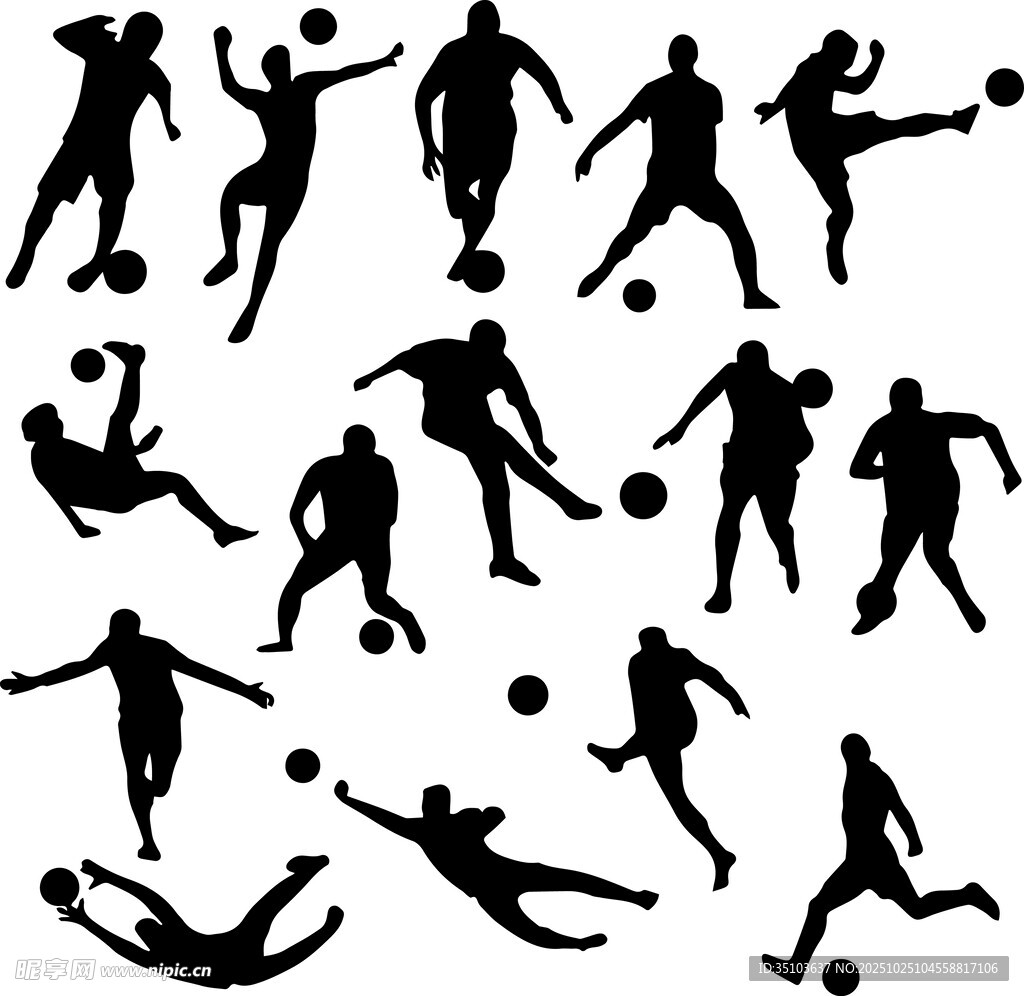 足球运动员精彩动作剪影