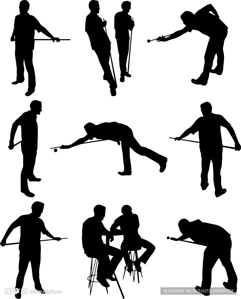 多样台球动作剪影