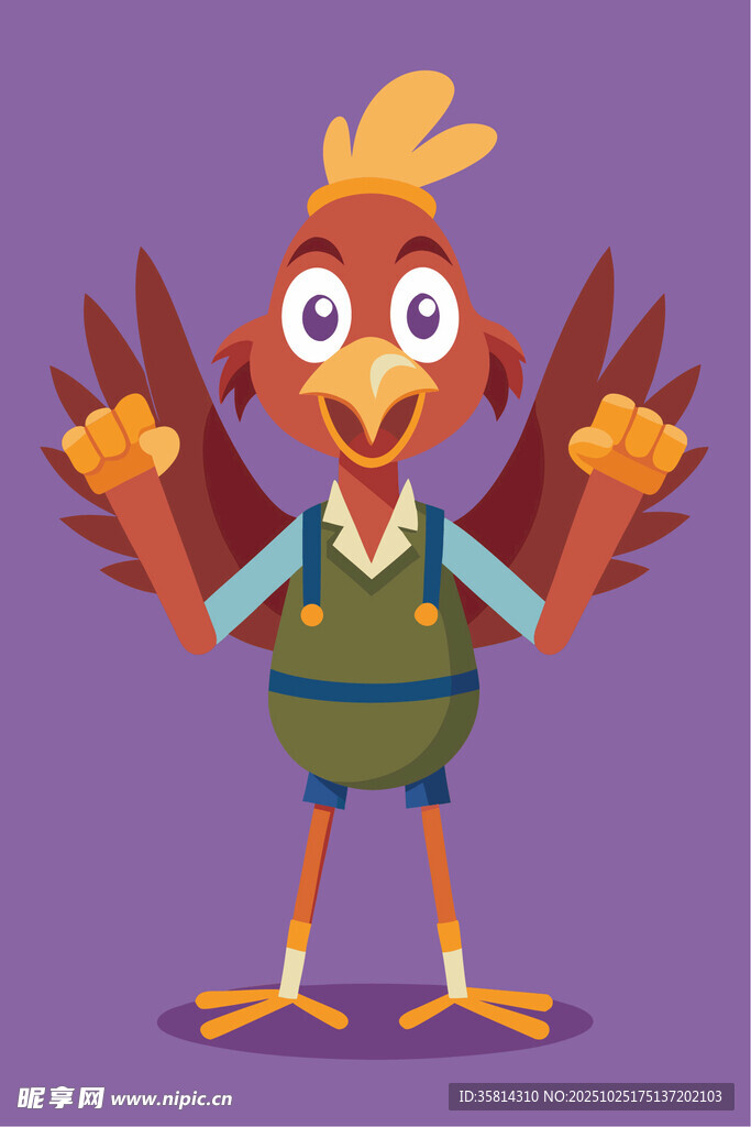 可爱卡通小鸟展示自信姿态