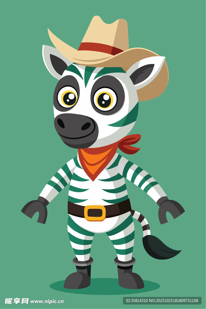 斑马牛仔卡通形象