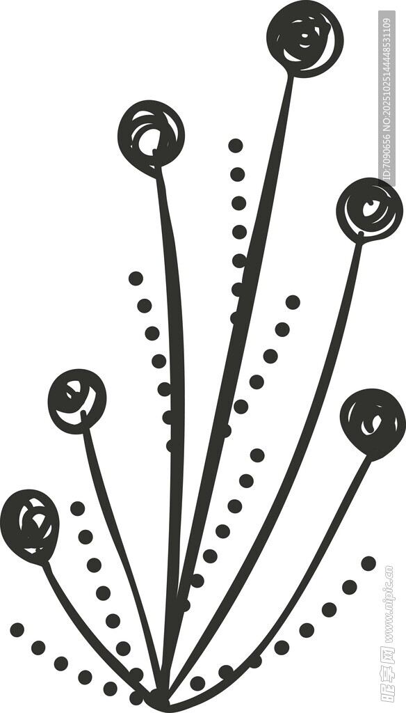 手绘简约植物线条图案