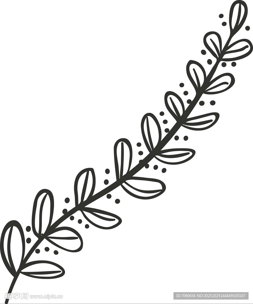 手绘简约枝叶装饰图案