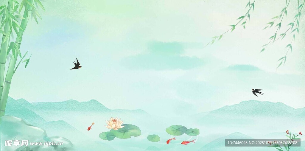 中国风中式山水画水墨背景