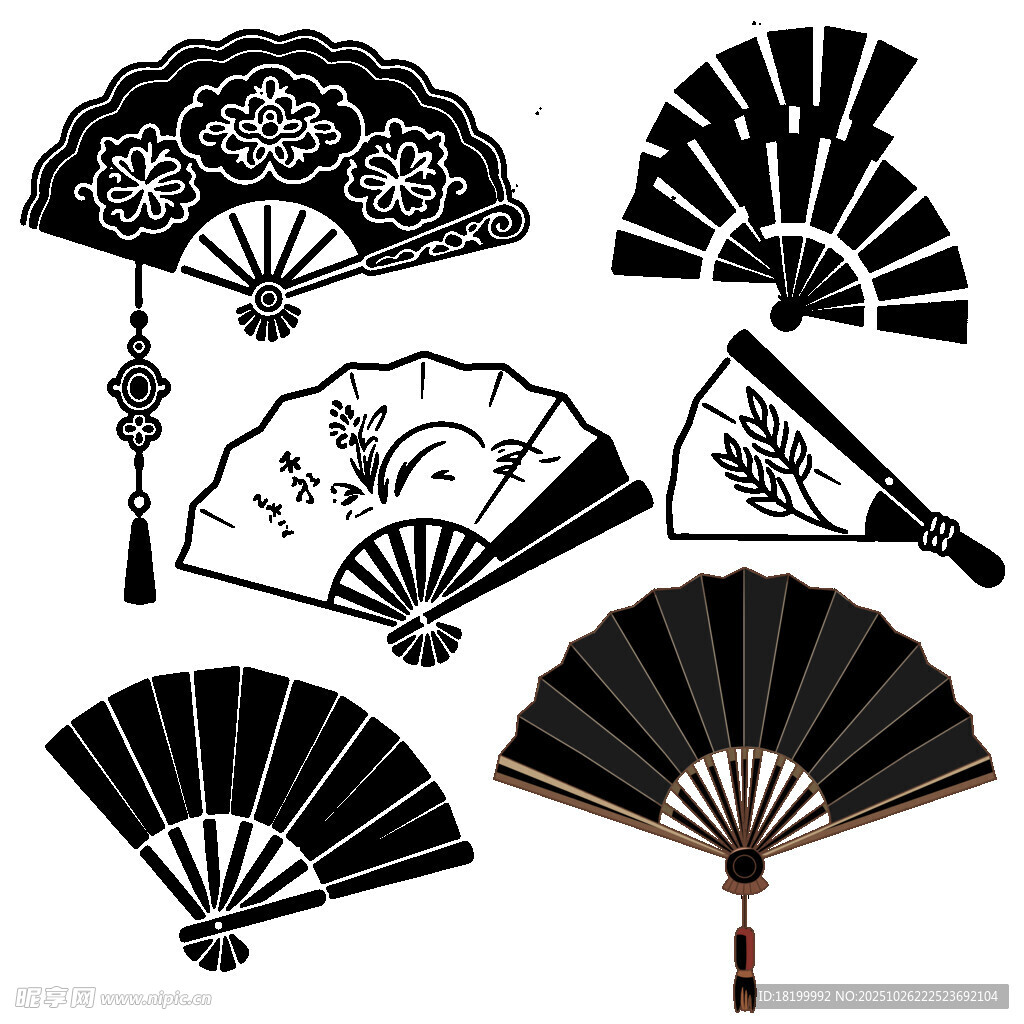 扇子图标折扇图标古代扇子图标