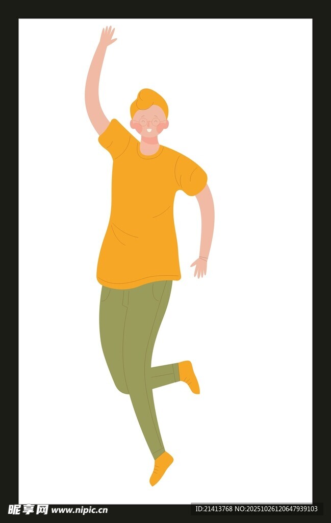 跳跃的活力男子