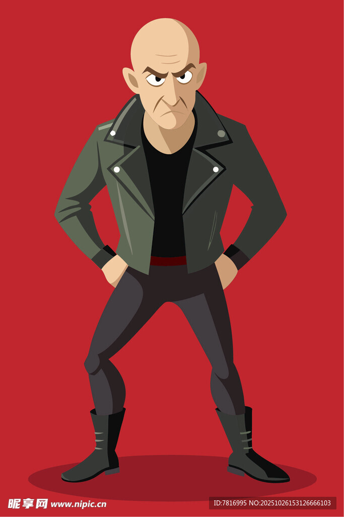 朋克风光头男子酷炫造型