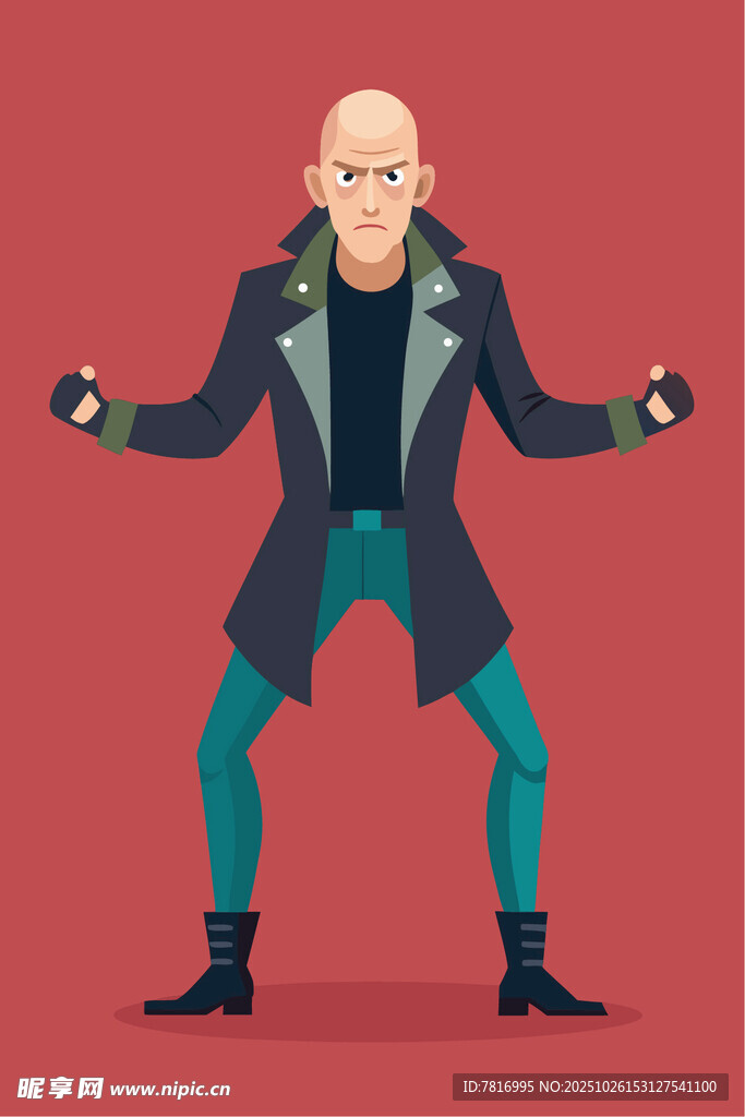 酷炫着装的持械男士形象