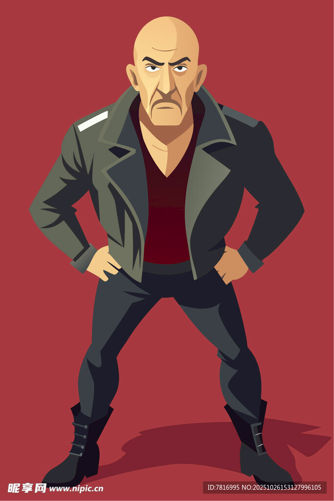 酷炫皮衣男士自信站姿