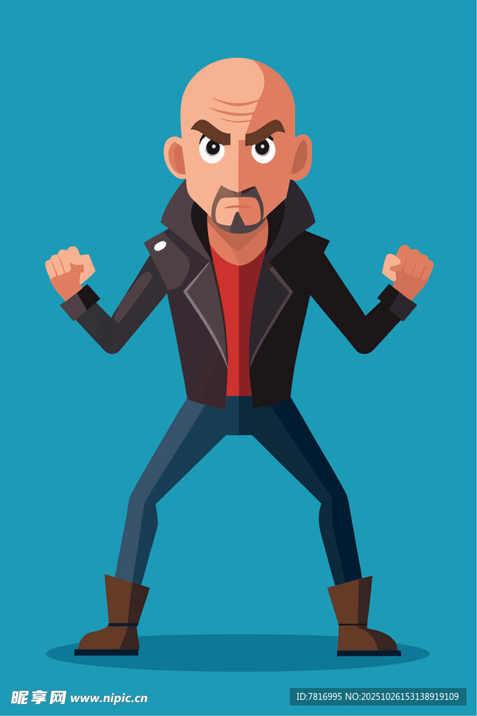 愤怒男子摆出战斗姿势