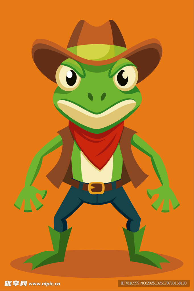 西部风青蛙牛仔形象