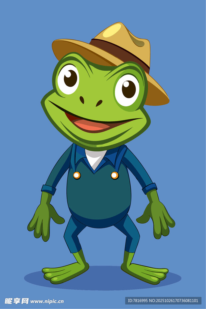 戴帽青蛙卡通形象