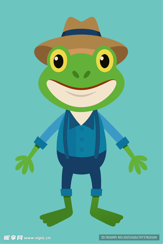 戴帽青蛙工人形象