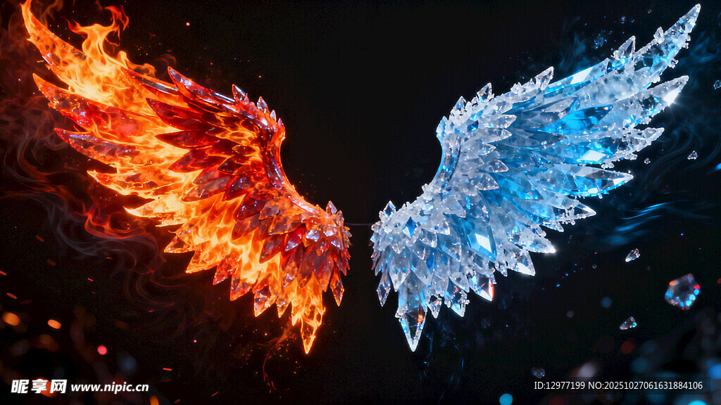 冰火双生翅膀奇幻视觉