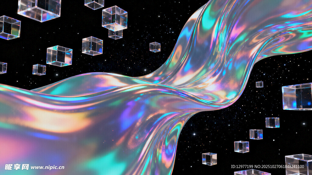 幻彩流体与悬浮方块