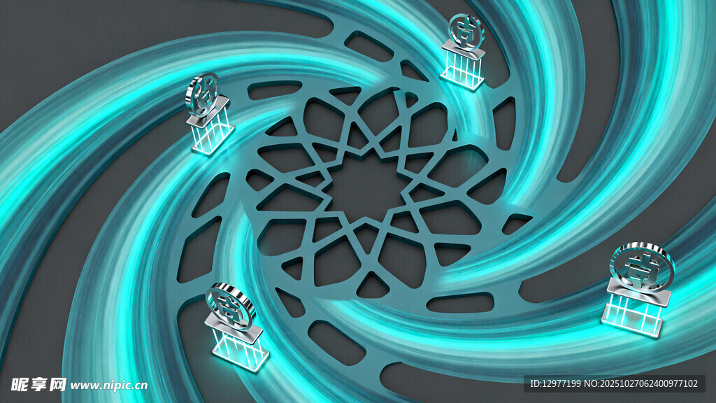 蓝黑渐变旋涡科技风图案